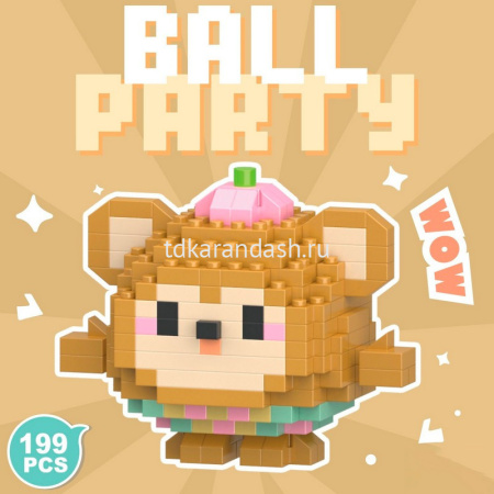 Конструктор 3D "Ball Party" количество деталей 186-218, 8х11х4см пластик, ассорти W2603/11315-24 от магазина "Карандаш"