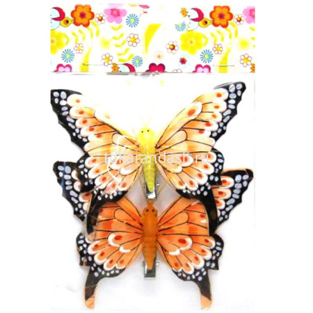 Украшение декоративное "Бабочки" 12см, 2шт/уп, 3 вида Y5550-17