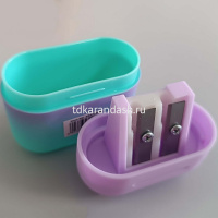 Точилка 2 отв. "Iridescent" 55х50х23мм с контейнером, пластик софт-тач, 3 цвета KR973395 от магазина "Карандаш"