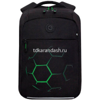 Рюкзак 26х39х19см, 700гр, 2 отделения, 3 кармана, черный/салатовый "Мяч" RB-656-3/2 от магазина "Карандаш"
