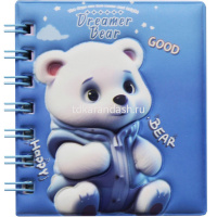 Бизнес-блокнот 105х95мм 80л "Мишки" клетка, на спирали, цветной блок, поролон, 4 вида от магазина "Карандаш"