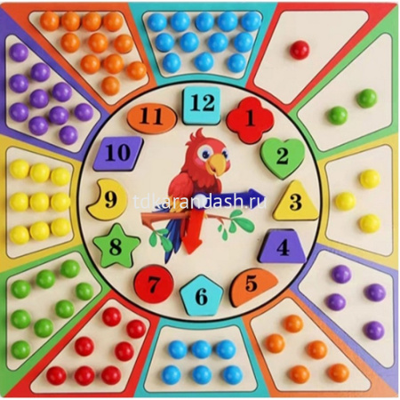 Игра логическая "Часы. Подбери цвета" 31х31см 100 предметов, дерево XJ4111 от магазина "Карандаш"