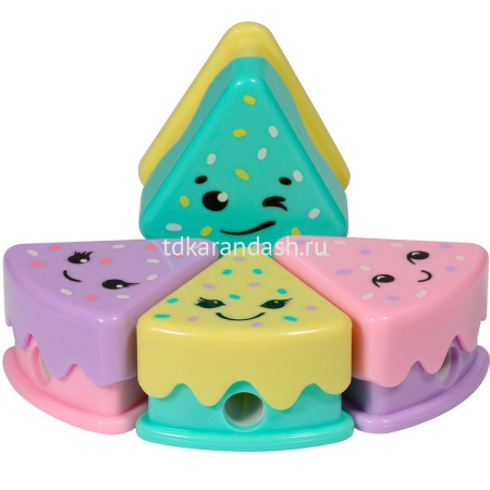 Точилка 1 отв. "FunGraphix. Кексик" 46х47х26мм с контейнером, пластик, 4 цвета 35-0038 от магазина "Карандаш"