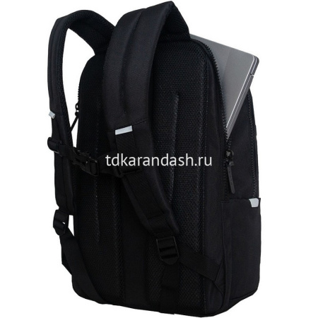 Рюкзак 29х41,5х18см, 740гр, 2 отделения, 2 кармана, черный/серый световозвращающий RU-534-1/2 от магазина "Карандаш"