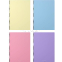 Тетрадь А4 80л клетка "Pastel" на спирали, пластиковая обложка, ассорти 50163 от магазина "Карандаш"