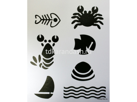 Трафарет пластиковый 25,5х20,5 см, "Морское дно", DK28011
