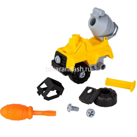 Набор д/лепки из теста 6 цветов 30гр. "Бетономешалка" (машинка-конструктор, 2 фильеры, отвертка) TA2 от магазина "Карандаш"