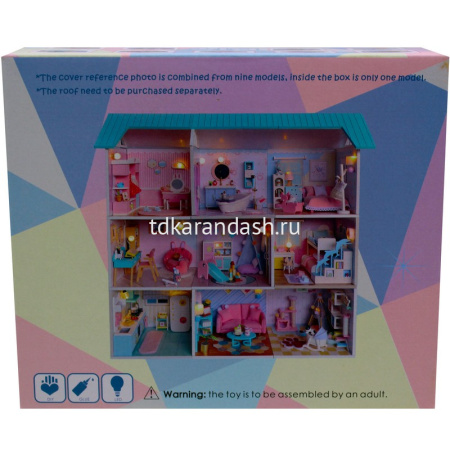 Конструктор "Румбокс. Кукольный домик. Спальня" 13х13х11см (пластик, дерево, свет) S2008 от магазина "Карандаш"