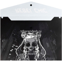 Папка-конверт на кнопке "Девушка с косами" A4 полипропилен, 0,15мм 69302 от магазина "Карандаш"