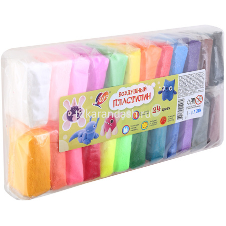 Пластилин воздушный 24 цветов 240гр. в пакете 34С 2229-08 от магазина "Карандаш"