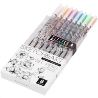 Набор гелевых ручек 8цв 1мм "Sketch&Art. Uni Write. Glitter" чернила с блестками, корпус Soft Touch от магазина "Карандаш"