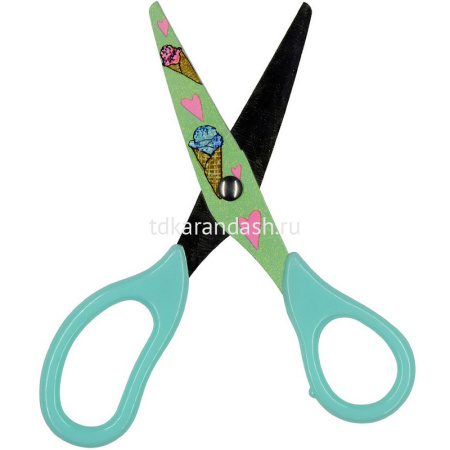 Ножницы детские 13,7см "Happycut" сталь, ручки пластиковые, лезвия с принтом, 4 вида 60-0033/04 от магазина "Карандаш"