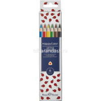 Карандаши 6 цветов "HappyColor" трехгранные дерево, картон 30-0051 от магазина "Карандаш"