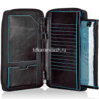 Мультипортмоне "Blue Square" 22,5х14х2,5см, 2 отделения, черный, натуральная кожа PP3246B2/N от магазина "Карандаш"