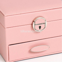 Шкатулка 16х16х12см кожзам розовая Y10608-24 от магазина "Карандаш"