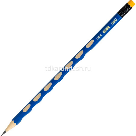 Карандаш чернографитный "U-Touch" HB с ластиком, трехгранный, корпус синий EC016-HB