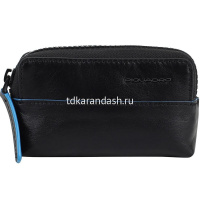 Ключница "Blue Square Revamp" 12х6,5х3см, черная, натуральная кожа PC4216B2V/N от магазина "Карандаш"