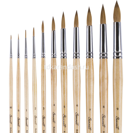 Кисть колонок микс круглая №5 длинная ручка 112205 от магазина "Карандаш"