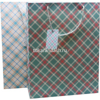 Пакет подарочный "Клеточка" 26х32х10см 3 цвета 11460-24 от магазина "Карандаш"