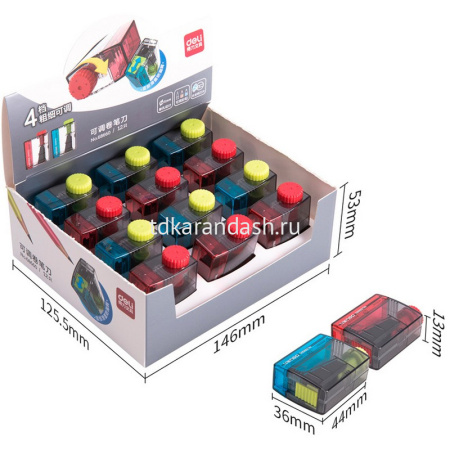 Точилка 1 отв. с контейнером, c регулятором заточки грифеля, пластик, 2 цвета 68660 от магазина "Карандаш"