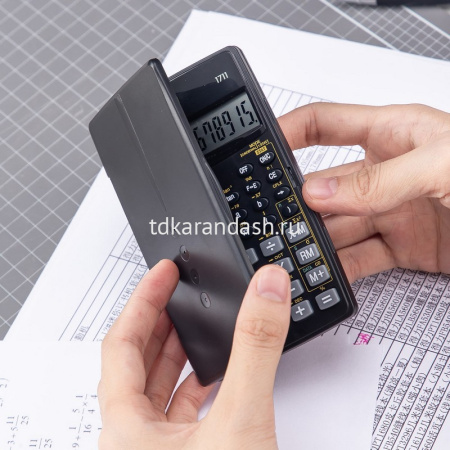 Калькулятор научный 8+2 разрядов 56 функций 125х77x16мм черный с крышкой E1711 от магазина "Карандаш"