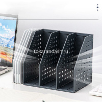 Лоток д/бумаг вертикальный 3 отделения 200х150х180мм сборный черный, пластик 79003Black от магазина "Карандаш"