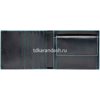Кошелек "Blue Square" 12,5х9х2см 2 отделения, черный, натуральная кожа PU1239B2R/N от магазина "Карандаш"