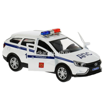 Машина "Lada Vesta SW Cross. Полиция" белая, инерционная, металл 12см (открывающиеся двери) VESTACRO от магазина "Карандаш"