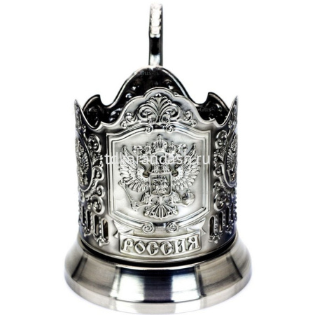 Подстаканник "Герб России" со стаканом, никелированный 750125