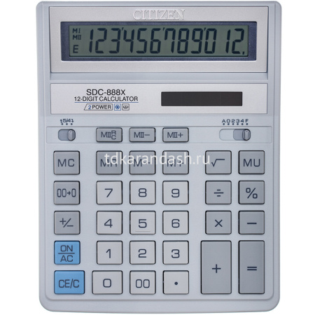 Калькулятор 12 разрядов 158х203х31мм белый SDC-888XWH