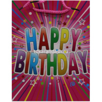 Пакет подарочный "День Рождения" 26х32х12см 4 вида ZH2041 от магазина "Карандаш"