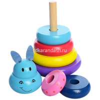 Пирамида-неваляшка "Бегемот/Сова" 15х9,5см дерево Y6194-17 от магазина "Карандаш"