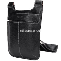Сумка 220х300х40мм 1 отделение, 2 кармана, черная, натуральная кожа S.15/2.CD. от магазина "Карандаш"