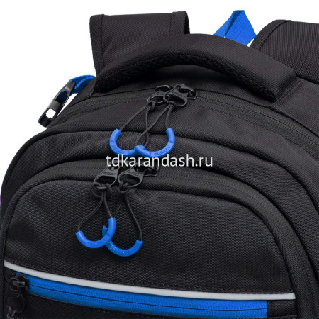 Рюкзак 28х39х17см 943гр, 2 отделения, 3 кармана, с сумкой для обуви, черный/синий RB-458-1/1 от магазина "Карандаш"