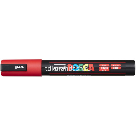 Маркер на водной основе "POSCA" красный, пулевидный наконечник, толщина линии 1.8-2.5мм от магазина "Карандаш"