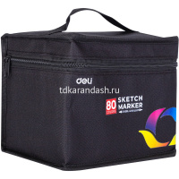Набор маркеров двусторонних 80 цв, толщина линии 1-7мм в текстильном чехле E70806-80 от магазина "Карандаш"
