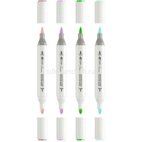 Набор маркеров акриловых двусторонних "Пастельные цвета" 4 цв, пулевидный наконечник/кисть от магазина "Карандаш"