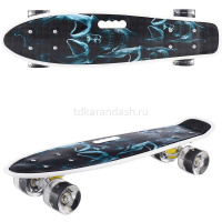 Скейтборд 56х14см, пластик, 4 колеса PU d=5,8см светятся, с ручкой U040855Y от магазина "Карандаш"