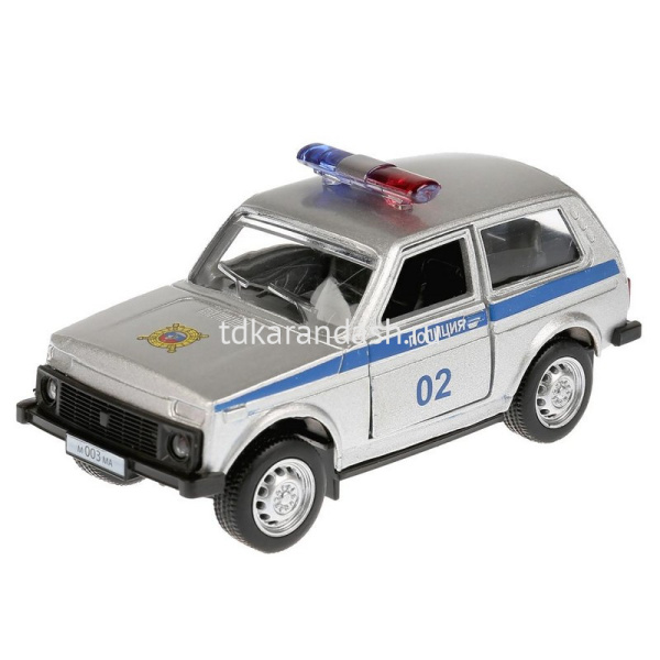 Машина "Lada 4x4 Полиция" серебристая, инерционная, металл 9см (открывающиеся двери) X600-H09010-R от магазина "Карандаш"