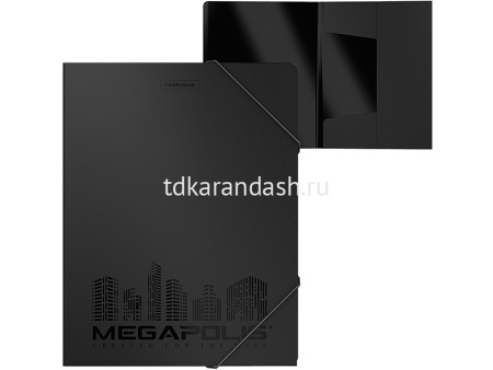 Папка на резинке "Megapolis" А4 пластик черная 46014/50392