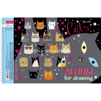 Альбом для рисования А4 32л "CATs" на спирали, перфорация на отрыв, 5 дизайнов 062427 от магазина "Карандаш"