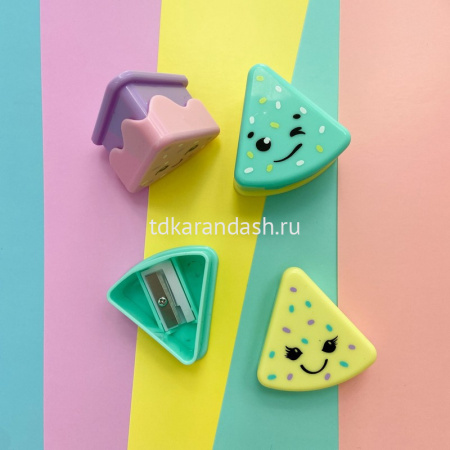 Точилка 1 отв. "FunGraphix. Кексик" 46х47х26мм с контейнером, пластик, 4 цвета 35-0038 от магазина "Карандаш"