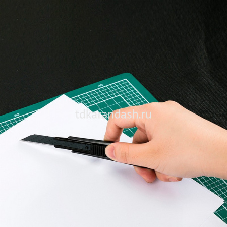 Нож канцелярский 9мм с фиксатором лезвия, сталь, темно-серый 2037S от магазина "Карандаш"