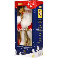 Дед Мороз 40см в красной шубе с пайетками (звук) Т-5552 от магазина "Карандаш"