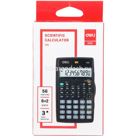 Калькулятор научный 8+2 разрядов 56 функций 125х77x16мм черный с крышкой E1711 от магазина "Карандаш"