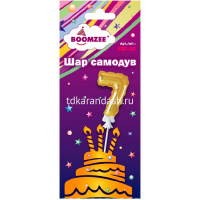 Шар воздушный 14см Цифра "7" самонадувающийся с держателем, фольга, золото FBZ-03 от магазина "Карандаш"