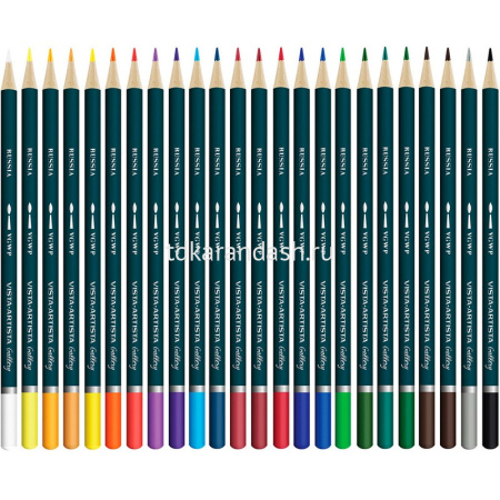 Карандаши акварельные 24 цвета "Gallery" шестигранные дерево, картон VGWP-24 от магазина "Карандаш"