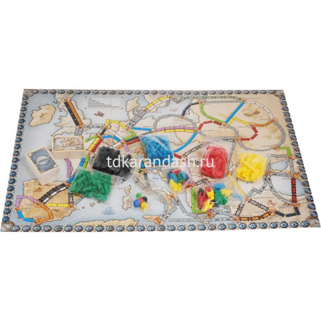 Игра настольная "Ticket to Ride: Европа" 30х30см (240 вагонов, 15 вокзалов, 156 карт, 5 маркеров) от магазина "Карандаш"