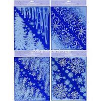 Наклейка "Новый Год" 30х38см белая угловая пвх 4 вида Y3741-16 от магазина "Карандаш"