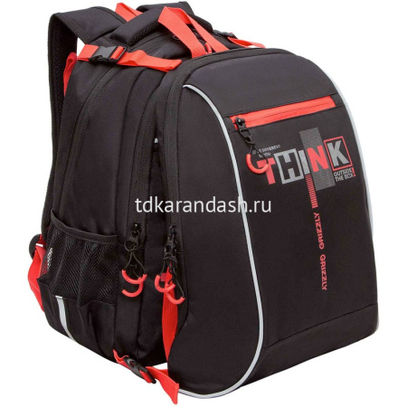 Рюкзак 28х39х17см 943гр, 2 отделения, 3 кармана, с сумкой для обуви, черный/красный RB-458-1/2 от магазина "Карандаш"